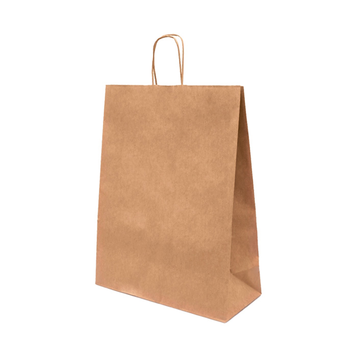 S Пакет бумажный КРАФТ, с кручеными ручками, размер 260х150х350 мм (Ф1, К200)