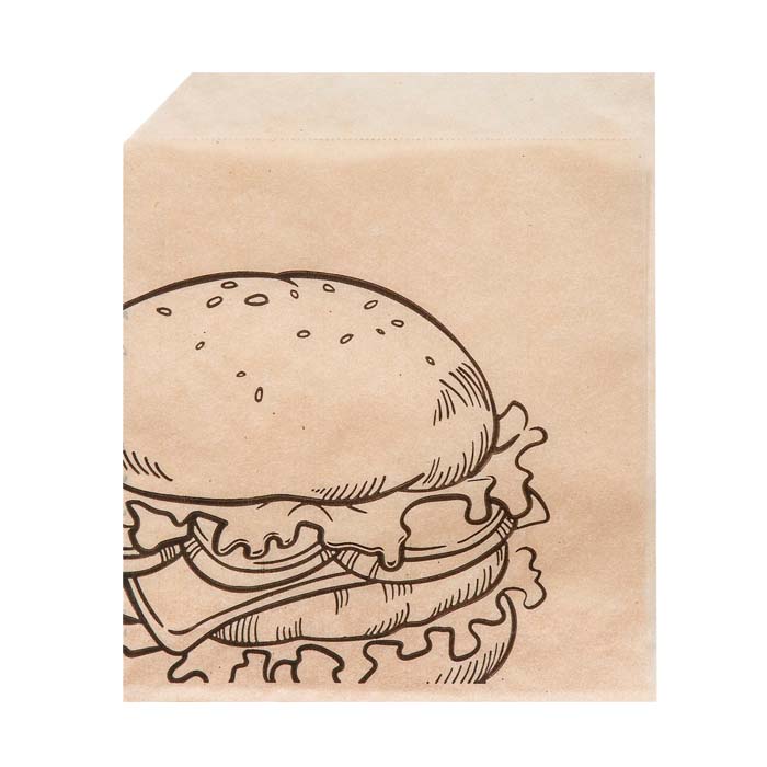 s Уголок бумажный КРАФТ с рисунком "БУРГЕР", жиростойкий 175*140 мм (Ф100, К2000)