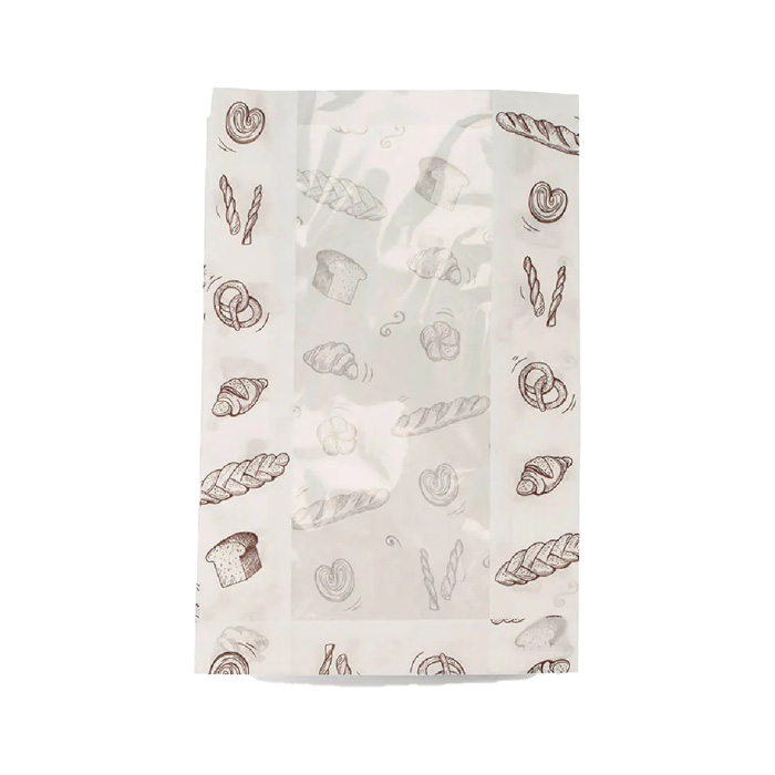 s Пакет бумажный БЕЛЫЙ с окном 110 мм "ХЛЕБ" 325*200+65 мм, влагопрочный (50шт/уп)