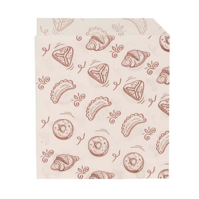 s Уголок бумажный БЕЛЫЙ с рисунком "ВЫПЕЧКА", жиростойкий, 175*140 мм (Ф100,К3500)