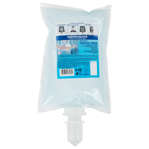 S Картридж с жидким мылом-пеной одноразовый (Tork S4), "Нейтральное", синее, 1л, KEMAN, 100105-1000