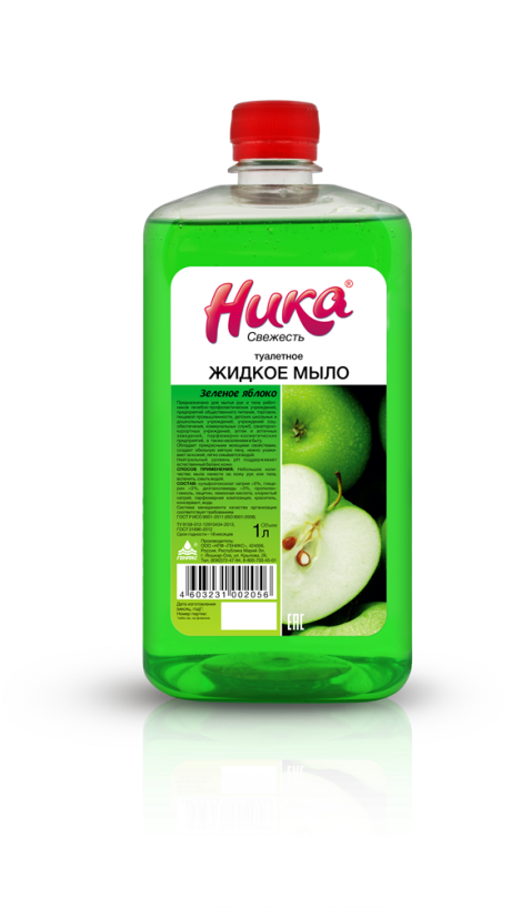 S Мыло жидкое туалетное НИКА-Свежесть 1л (Яблоко)