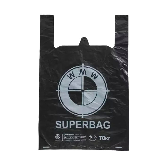 s Пакет-майка чёрная "WMW" (40+20)х65 40мкм.(100шт/уп)