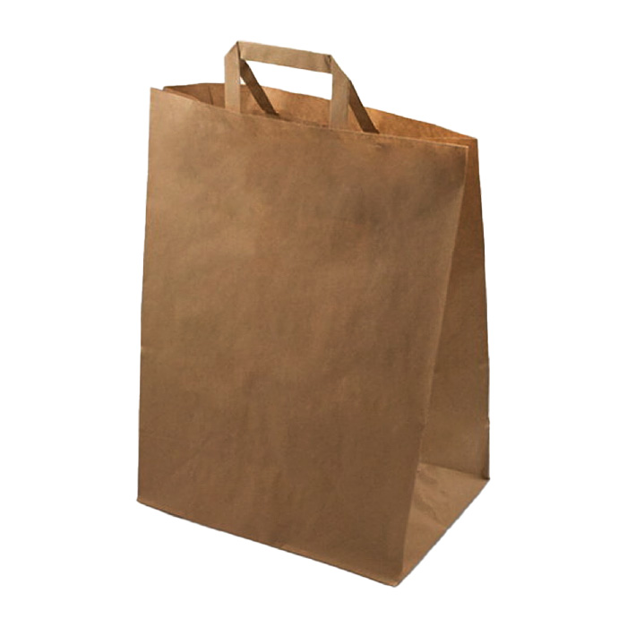 S Пакет бумажный КРАФТ, с плоскими ручками, размер 280х150х320 мм (Ф1, К250)