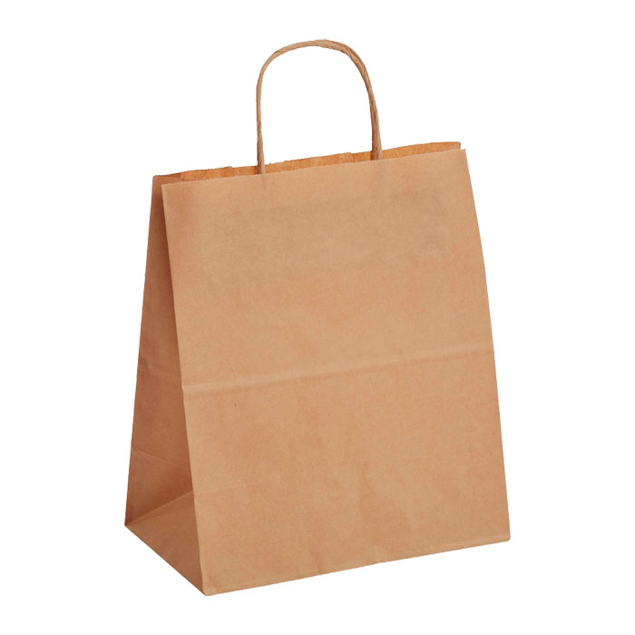 S Пакет бумажный КРАФТ, с кручёными ручками, размер 320х200х370 мм (Ф1, К200)