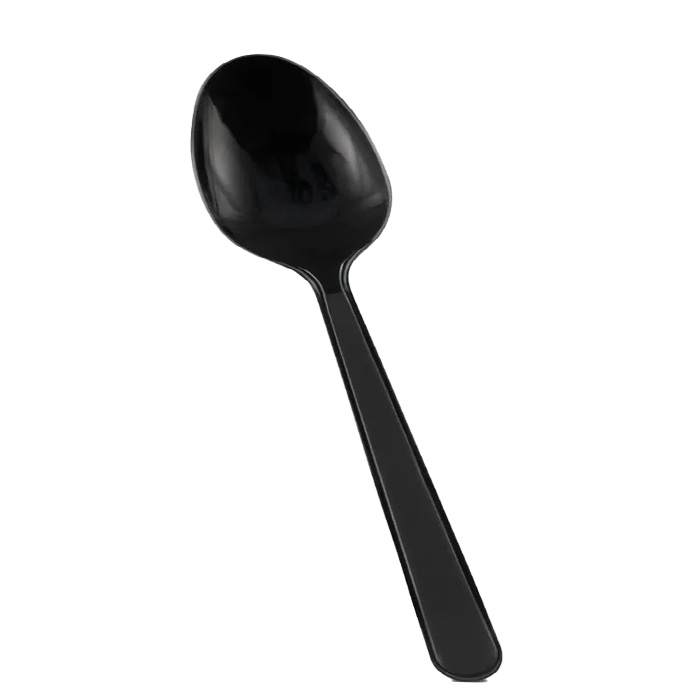 s Ложка (НАБОР) столовая пластик чёрная в инд ПП упаковке (Ф1, К300)