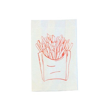 s Пакет бумажный БЕЛЫЙ с рисунком "КАРТОШКА ФРИ", 175*80+30 мм, жиростойкий (100шт/уп)