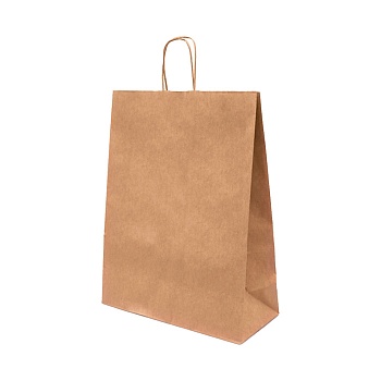S Пакет бумажный КРАФТ, с кручеными ручками, размер 260х150х350 мм (Ф1, К200)