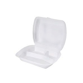 sSLB-3 Ланч-бокс 3 секц белый 2 замка 245*210*60мм (100шт/уп)