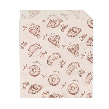 s Уголок бумажный БЕЛЫЙ с рисунком "ВЫПЕЧКА", жиростойкий, 175*140 мм (Ф100,К3500)