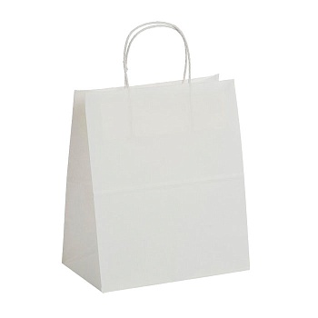 S Пакет бумажный БЕЛЫЙ, с кручеными ручками, размер 320х200х370 мм (Ф1, К200)