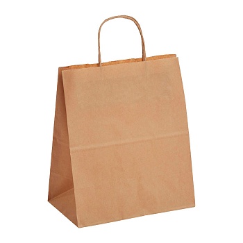 S Пакет бумажный КРАФТ, с кручёными ручками, размер 320х200х370 мм (Ф1, К200)