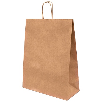 S Пакет бумажный КРАФТ, с кручёными ручками, размер 350х150х450 мм (Ф1, К200)