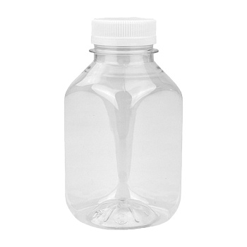 s Бутылка ПЭТ прозрачная квадратная с колпачком 0,3 л. D=38 мм.(100шт/уп)