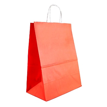 s Пакет бумажный КРАСНЫЙ с кручеными ручками, размер 260х150х340 мм (Ф1, К200)