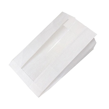 s Пакет бумажный БЕЛЫЙ жиростойкий с окном, 250*140+60 мм (Ф100,К3000)