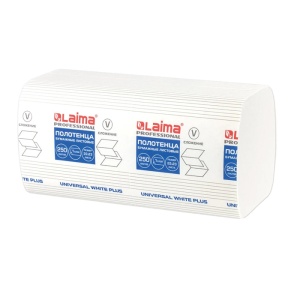 S Полотенца бум. 200шт, LAIMA (H3) UNIVERSAL WHITE, 1-сл, белые, 23х20.5, V-сложение (Ф1 К15)