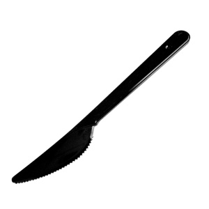 s Нож  (НАБОР) столовый пластик чёрный в инд ПП упаковке (Ф1, К1250)