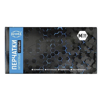 S Перчатки нитрил голубые размер М Aviora(100шт/уп)