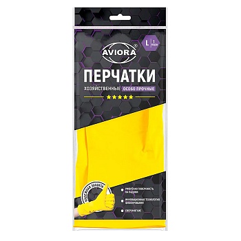 S Перчатки латекс хозяйственные ***** 5 звезд размер L AVIORA(1пара/уп)