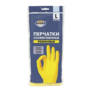 S Перчатки латекс хозяйственные размер L AVIORA(1пара/уп)