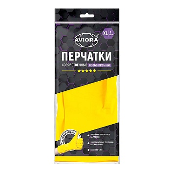 S Перчатки латекс хозяйственные ***** 5 звезд размер ХL AVIORA(1пара/уп)